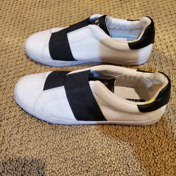 DKNY White and Black Slip-On Sneakers - Picture 3 of 6